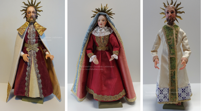 Krippe St. Lambrecht: Figuren des "Heiligen Josef", der "Heiligen Maria" und einer Figur des "Jesus"